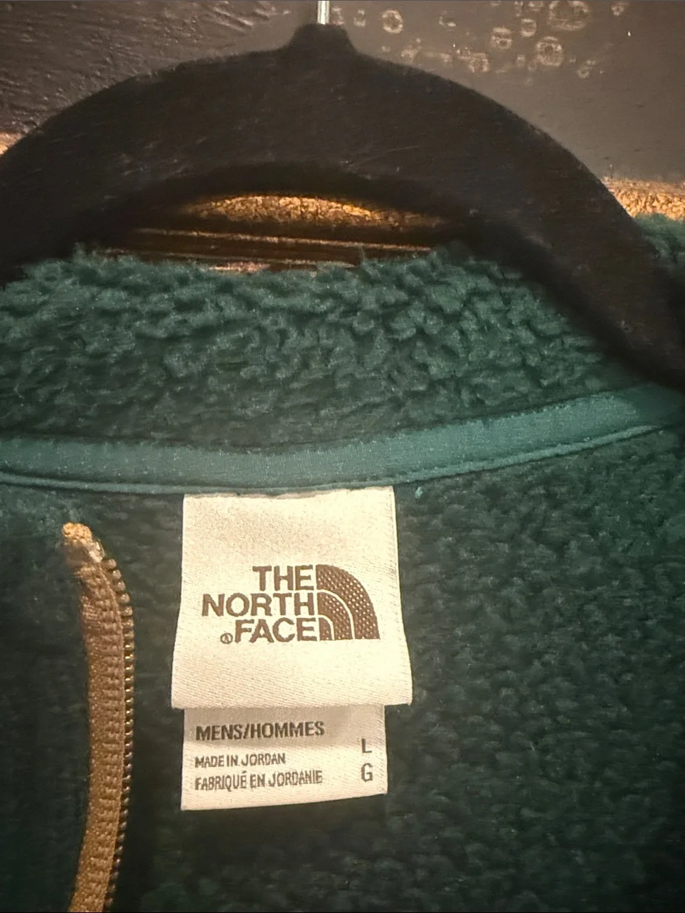 The North Face Men’s Forest Green and Tan Hooded Zip Fleece Jacket